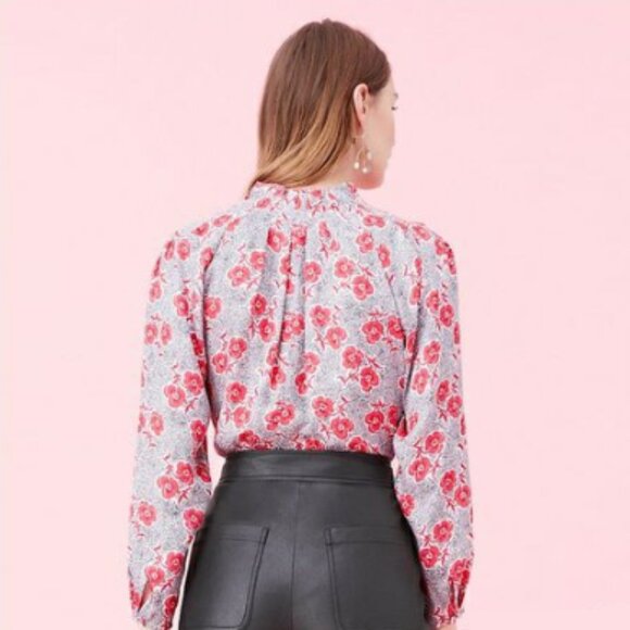 Rebecca Taylor Coral Fleur Long Sleeves Silk Blouse Size 8 - Picture 3 of 10